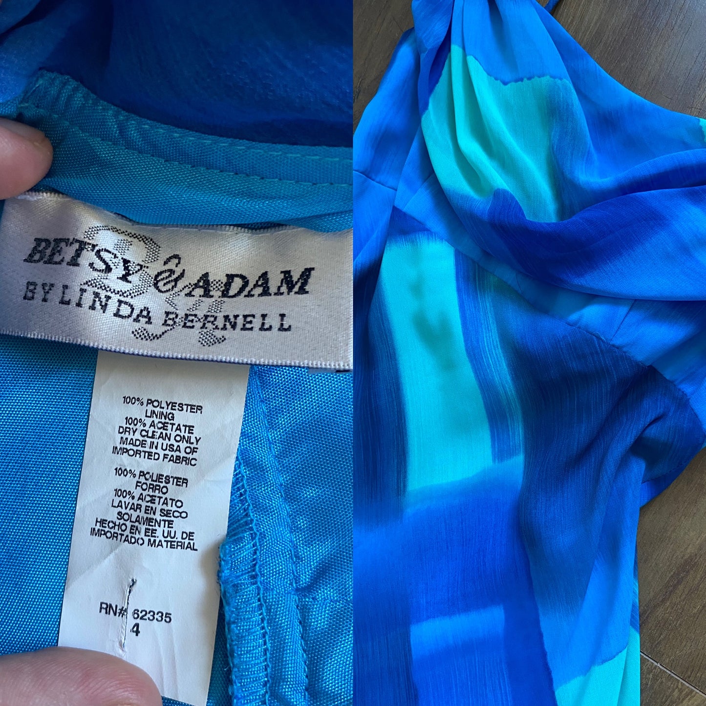 Betsy & Adam blue print evening dress UK 8