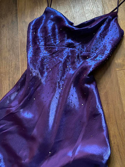 Purple Nightway shimmery beaded prom dress uk 10