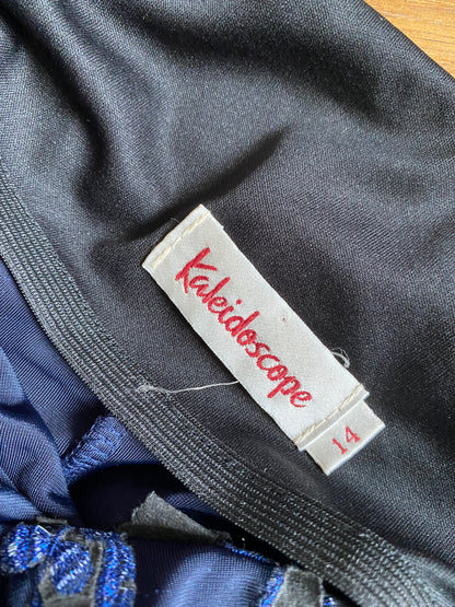 Blue Kaleidoscope velvet stretch bodycon dress UK 14