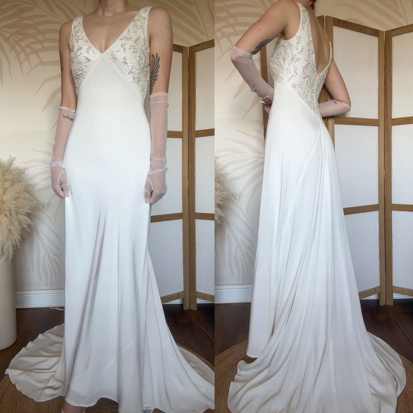 Ivory lace bust wedding dress uk 8
