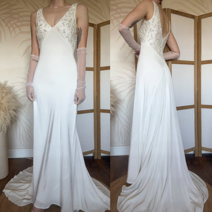 Ivory lace bust wedding dress uk 8
