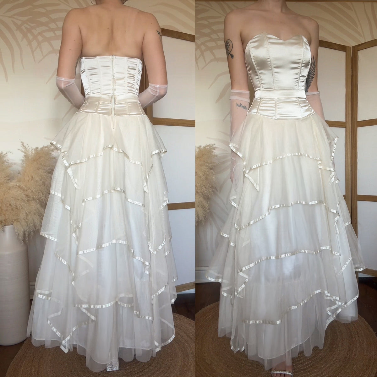 Cream strapless evening dress uk 8-10