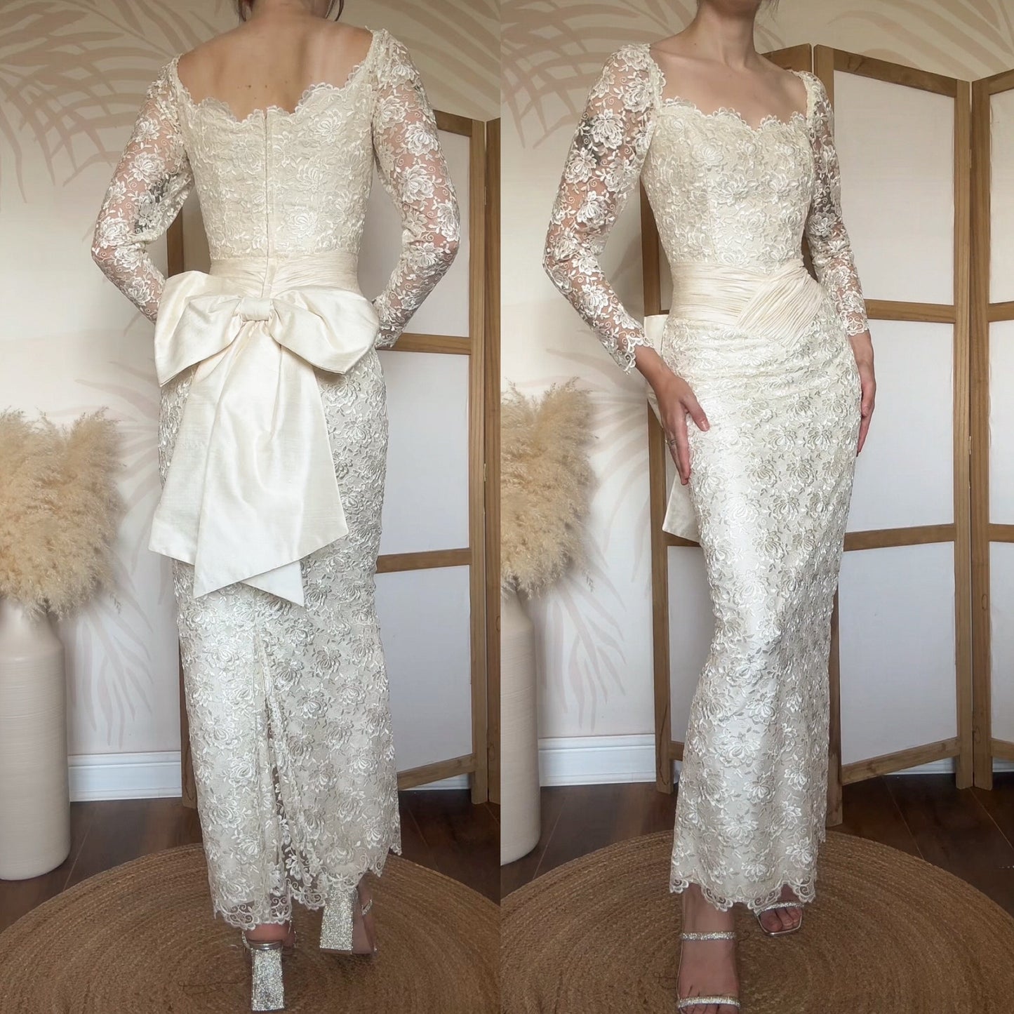 Helen Marina 1990s pure silk lace wedding dress uk 10
