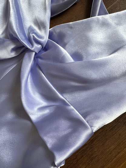 Lilac satin open back prom dress uk 12