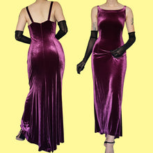 Load image into Gallery viewer, Purple Richards velvet stretch evening dress UK 10-12
