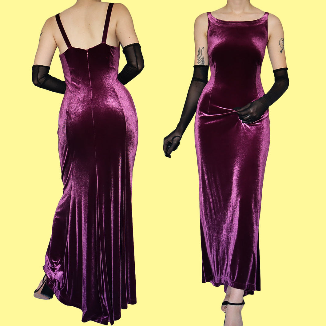 Purple Richards velvet stretch evening dress UK 10-12