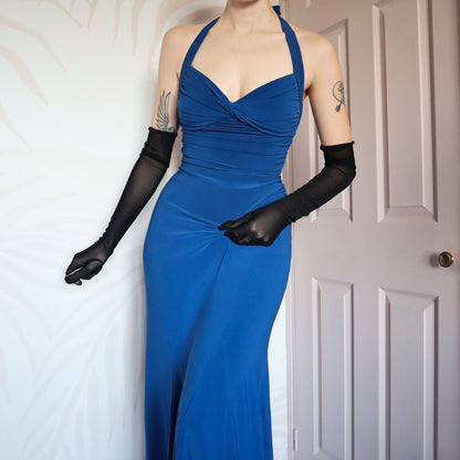 Blue stretch evening gown UK 10