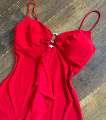 Red stretch bodycon evening dress uk 10-12