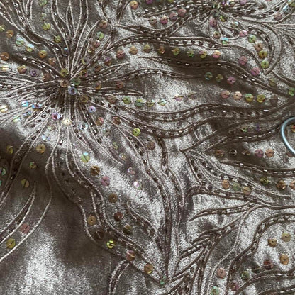 Niki Livas silver evening gown UK 12