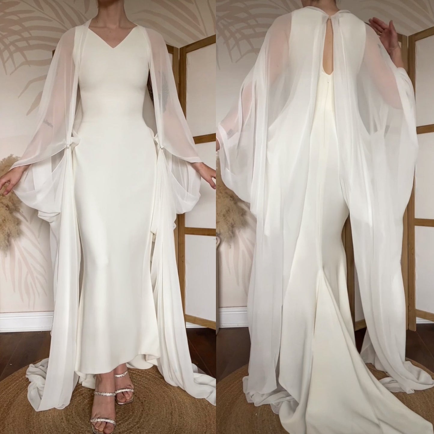 Ivory pronovias wedding dress & chiffon wings uk 12