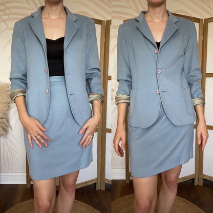 Stunning dusky blue super soft 2 piece suit UK 10