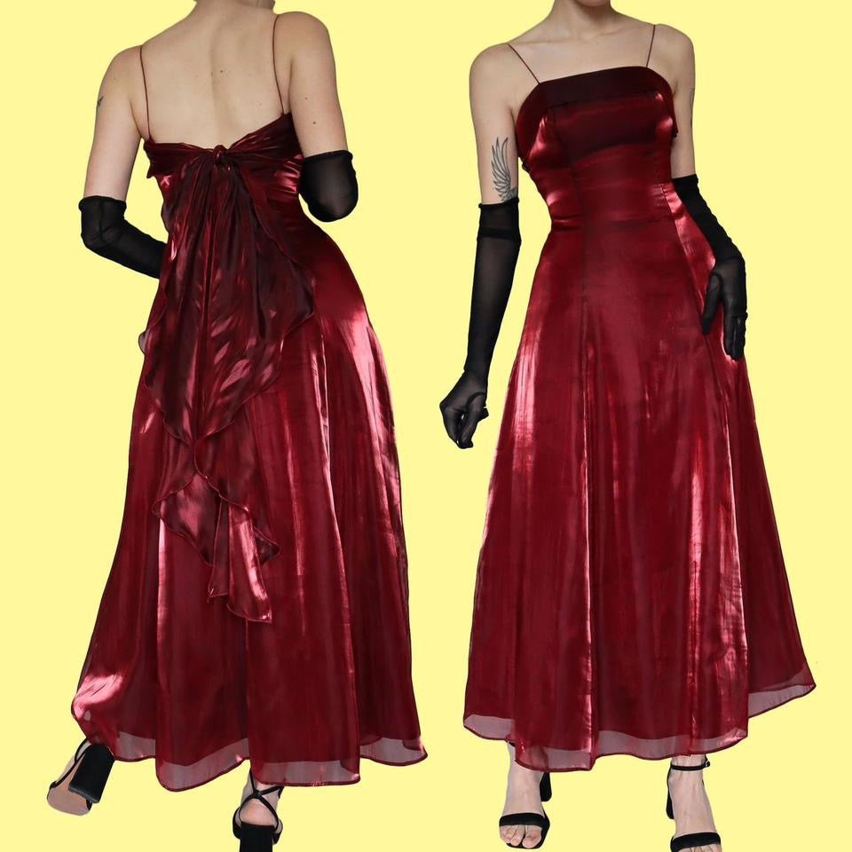 Red Debut shimmery a-line organza dress UK 10