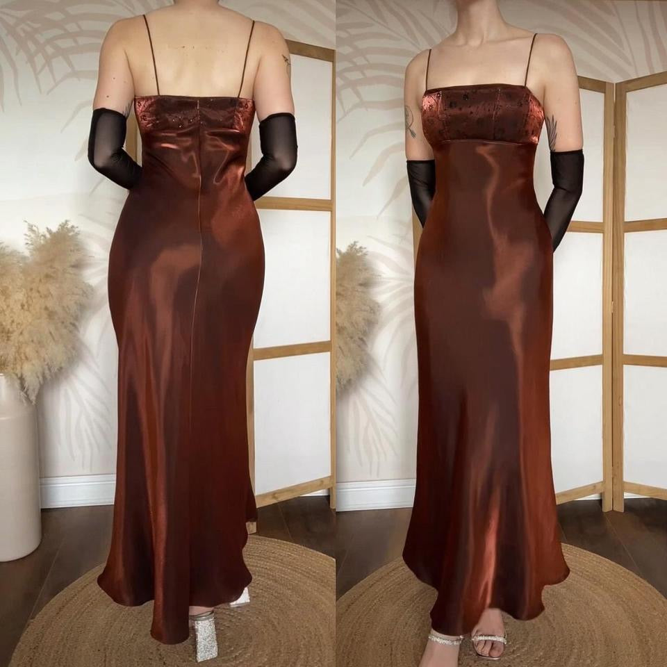 Morgan & Co metallic brown evening prom dress uk 10