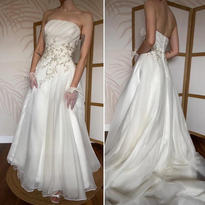 Off white strapless a-line wedding dress UK 12-14