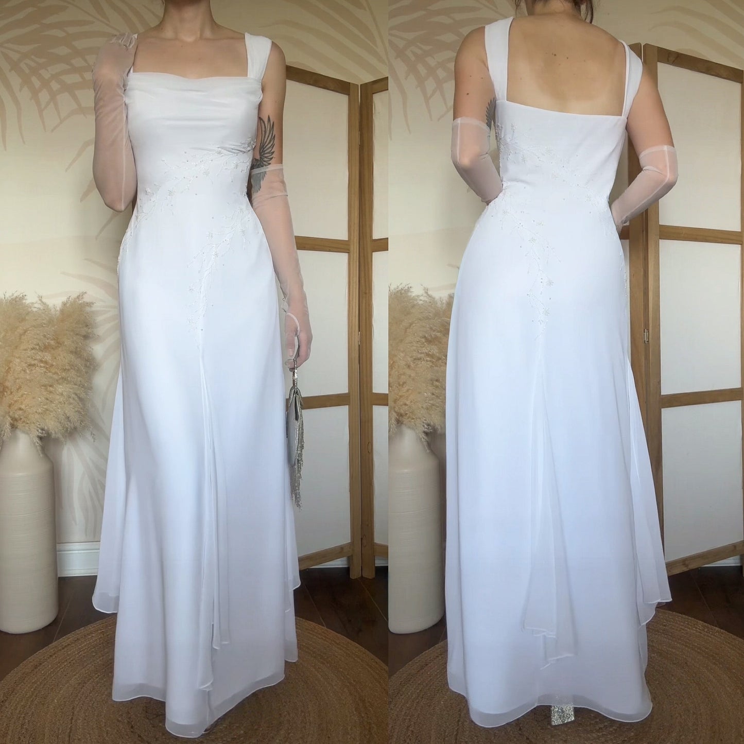 White Ronald Joyce beaded wedding dress UK 14