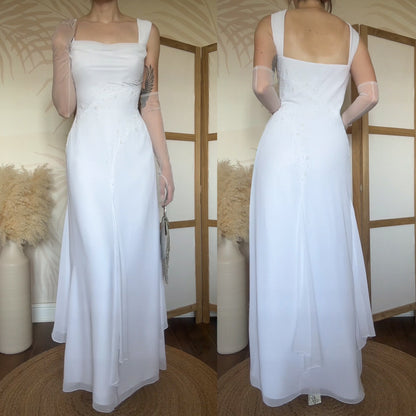 White Ronald Joyce beaded wedding dress UK 14