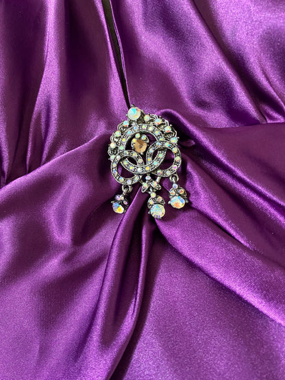 Purple satin Niki Livas prom dress uk 8