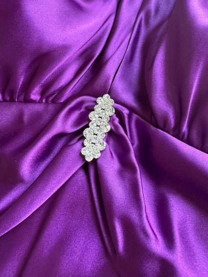 Purple satin Niki Livas prom dress uk 10