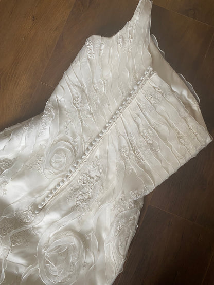 One shoulder lace wedding dress UK 12