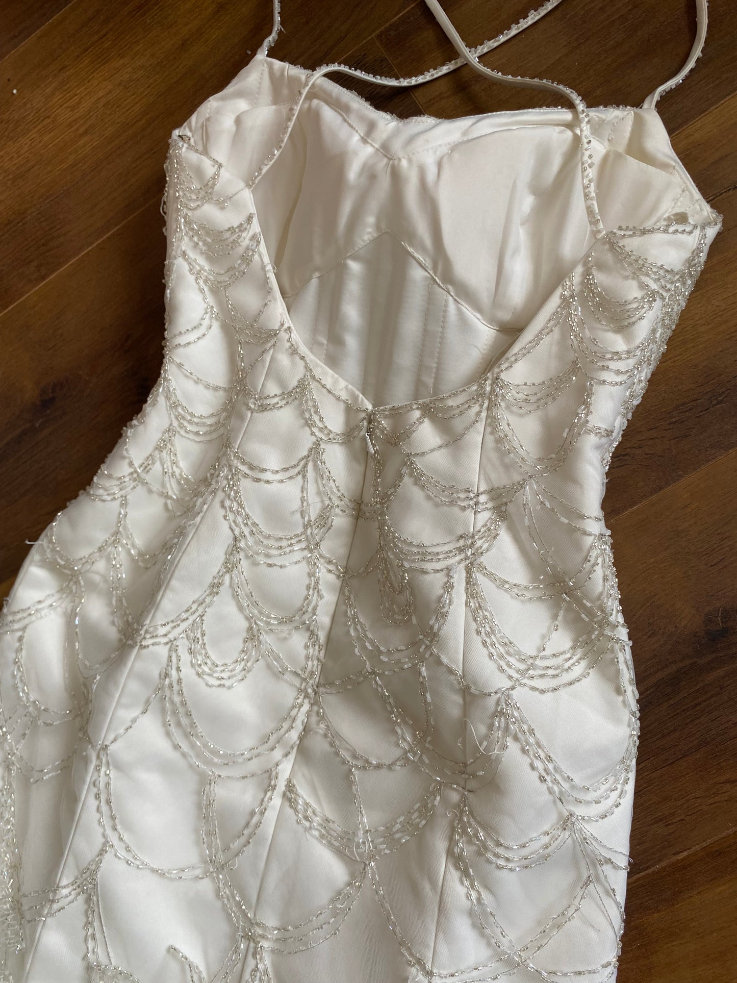 Veromia Couture ivory fishtail beaded wedding dress uk 12