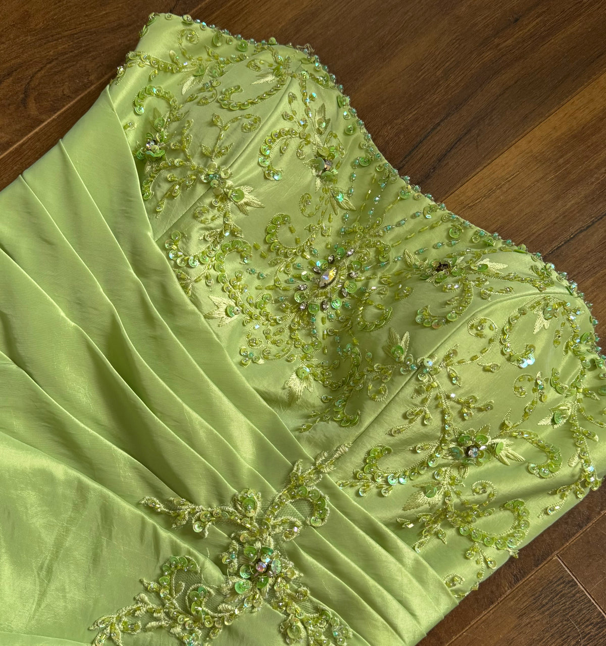 Green strapless a-line prom dress uk 10