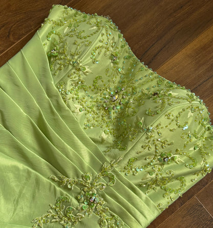 Green strapless a-line prom dress uk 10