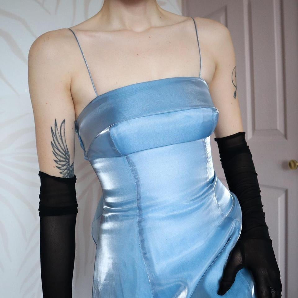 Shimmery Debut ice blue a line gown UK 10