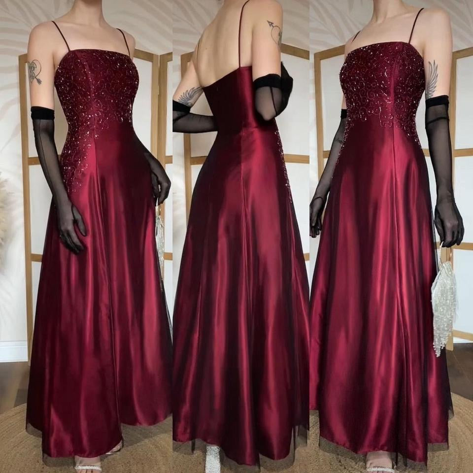 Blondie Nites dark red beaded a-line prom dress uk 12