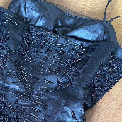 Black beaded a-line prom dress & shawl uk 16