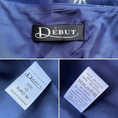 Debut silky blue floral slip dress & shawl UK 10-12