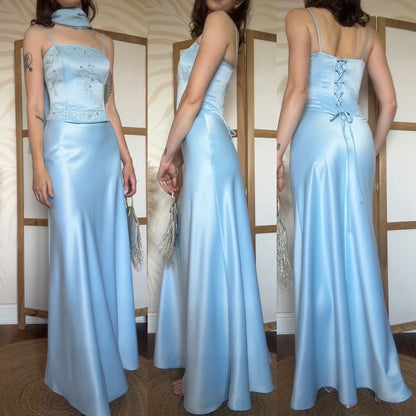 Yve London baby blue 3-piece prom set uk 8-10