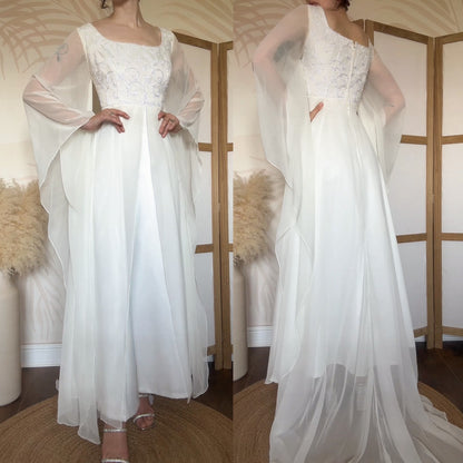 Amanda Wyatt 90s ivory long sleeve ethereal wedding dress uk 18