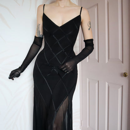 Black stretch sheer gown UK 8-10