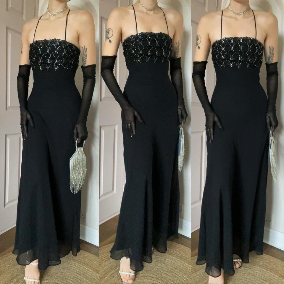 YVE London black evening dress UK 10-12