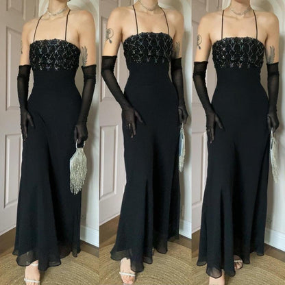 YVE London black evening dress UK 10-12