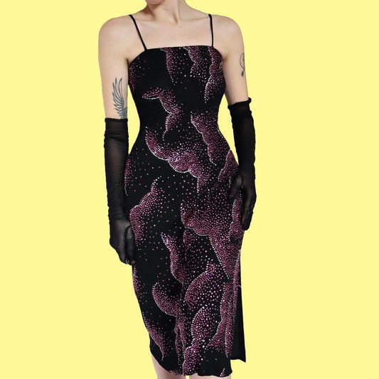 Black glittery midi evening dress UK 10