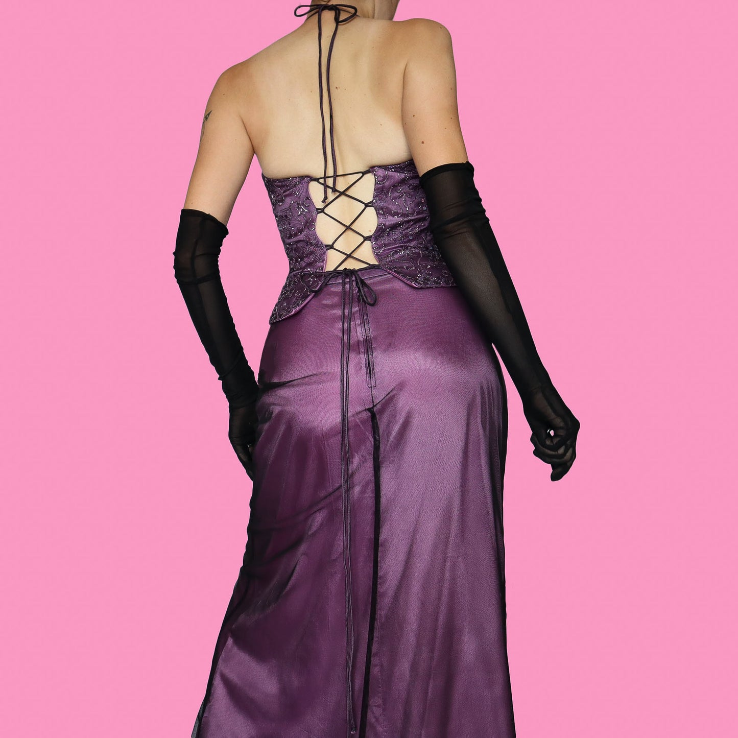 Purple 2 piece top & skirt set UK 10