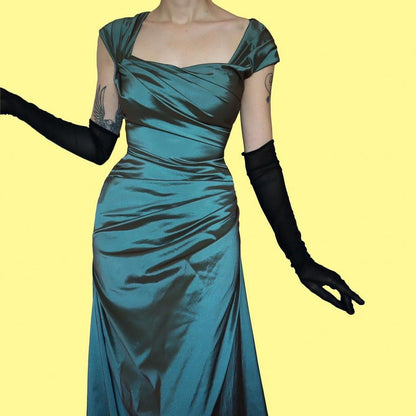 Designer Tadashi Shoji draped evening gown UK 12