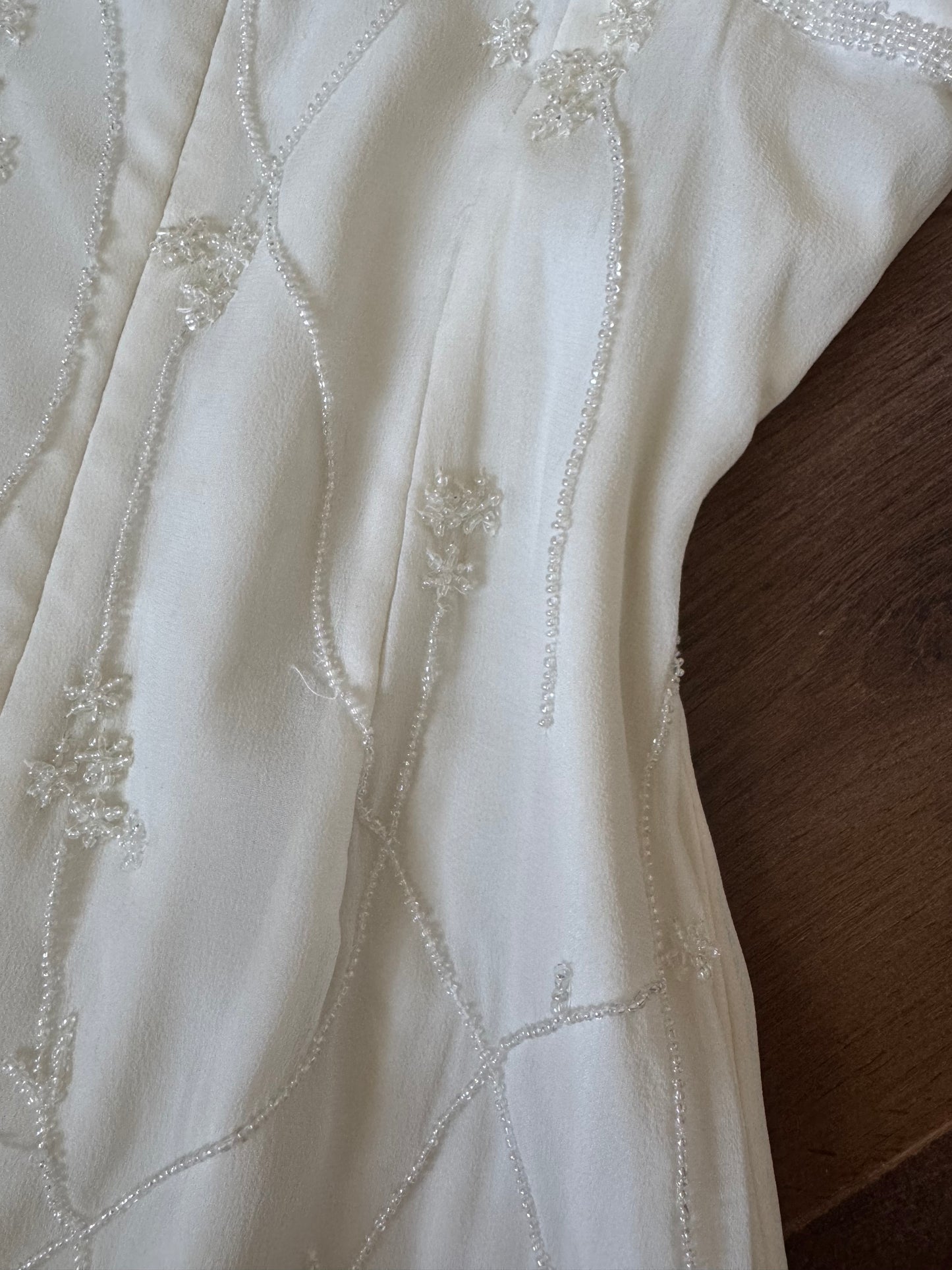 Scala 100% silk ivory beaded wedding dress uk 10