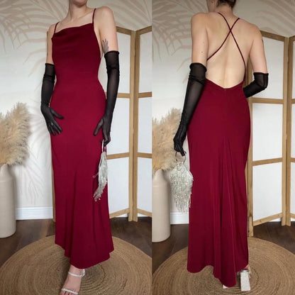 Dawn Stretton burgundy open back evening dress uk 8
