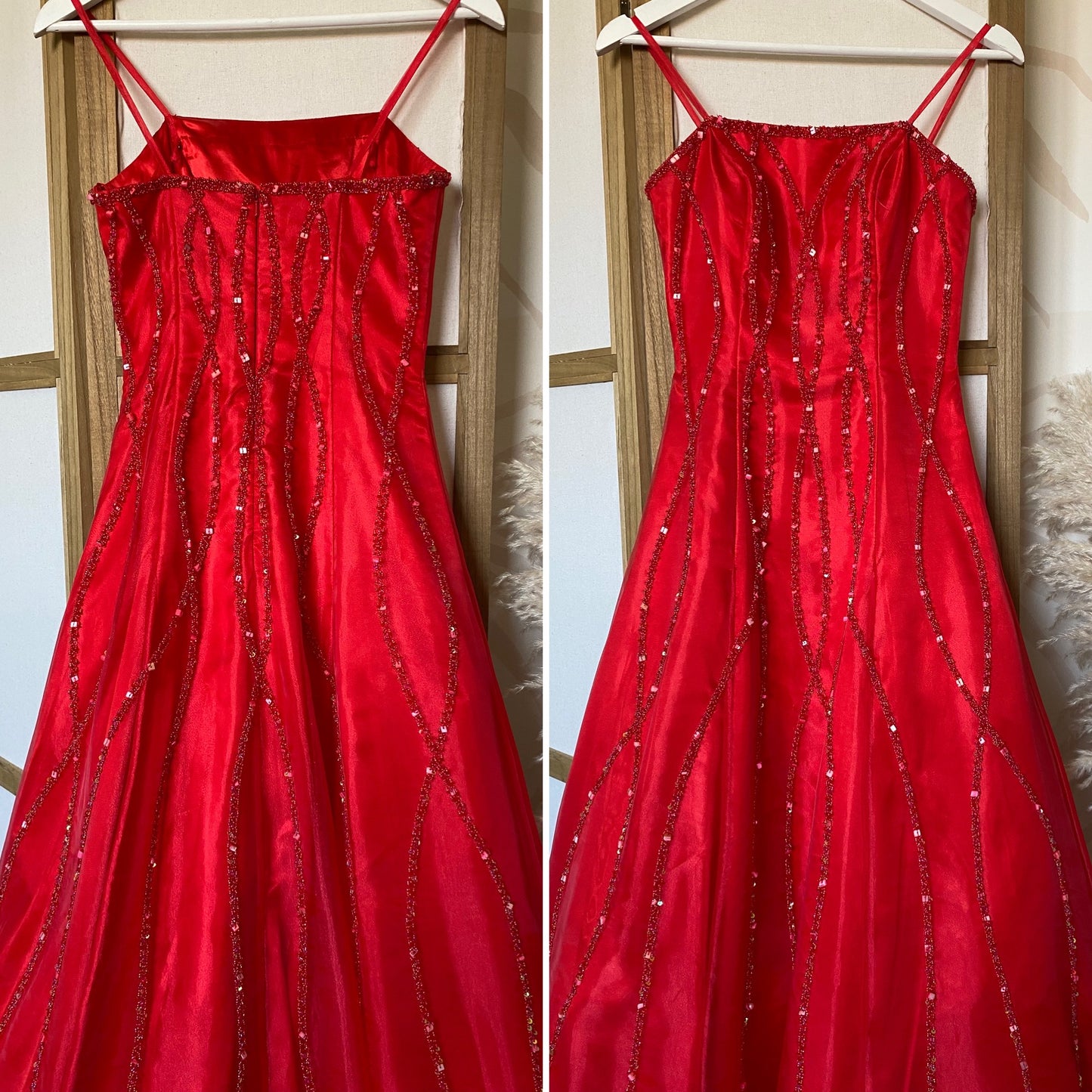 Red Dynasty beaded a-line prom dress & shawl uk 6