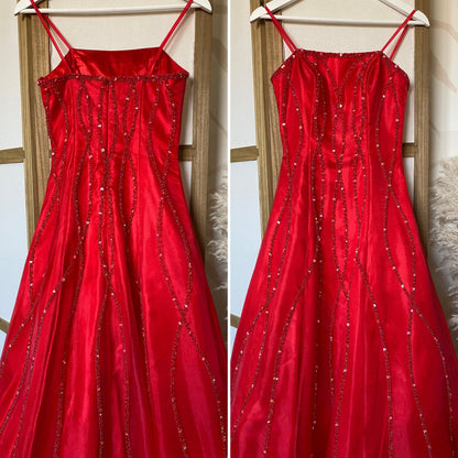 Red Dynasty beaded a-line prom dress & shawl uk 6