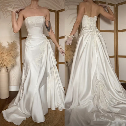 Maggie Sottero Couture white strapless wedding dress uk 8-10