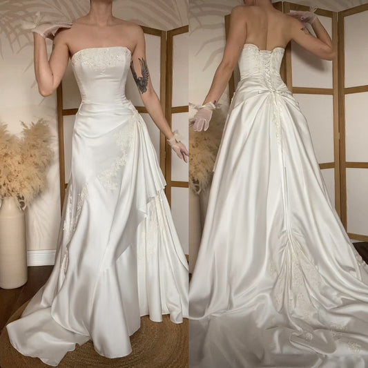 Maggie Sottero Couture white strapless wedding dress uk 8-10