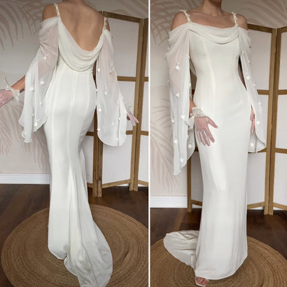 Ellis white long sleeve wedding dress UK 10-12