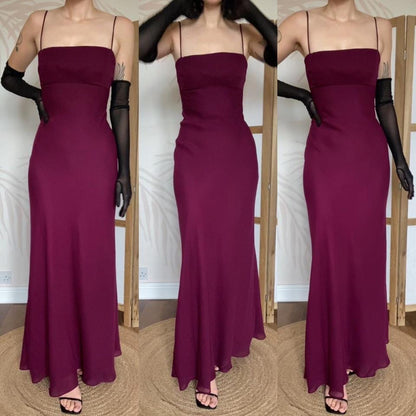 Morgan & Co vintage 90s plum open back evening dress UK 12