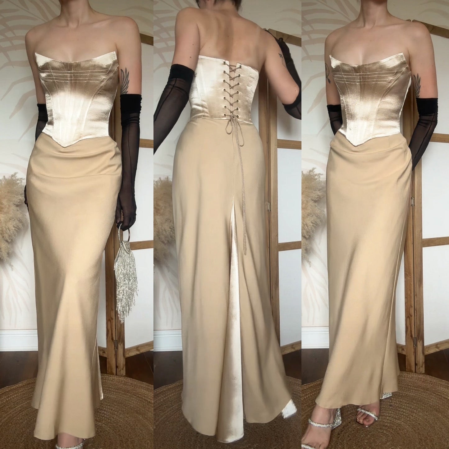 Gold Dawn Stretton corset evening dress UK 12