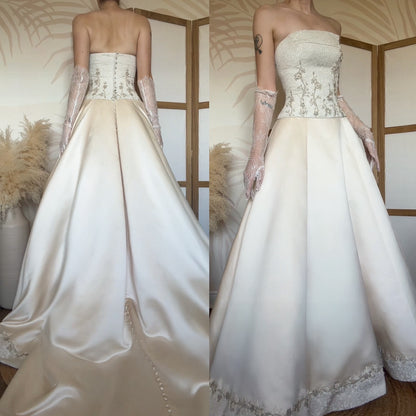 Strapless a-line cream ethereal wedding dress uk 10