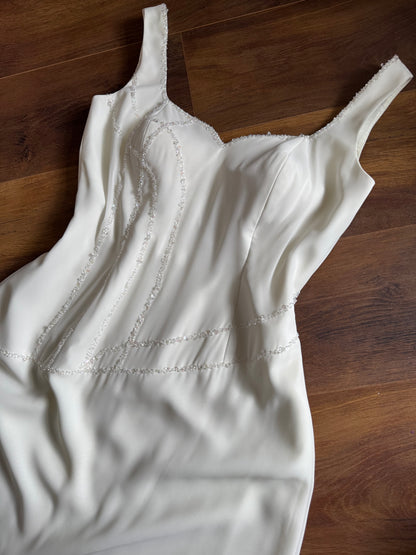 Ivory beaded chic wedding dress uk 16