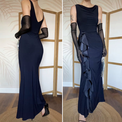 Betsy & Adam navy stretch evening dress UK 10-12